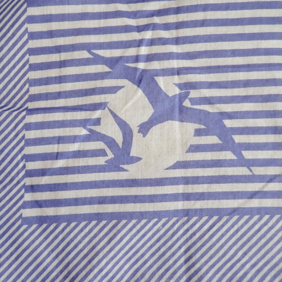 Neusteters Blue White Cotton Seagull Scarf Made in Italy 22" Sq MCM Original Tag - Picture 12 of 16